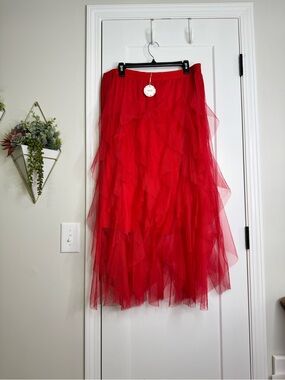 ODDY Red Tulle Skirt
